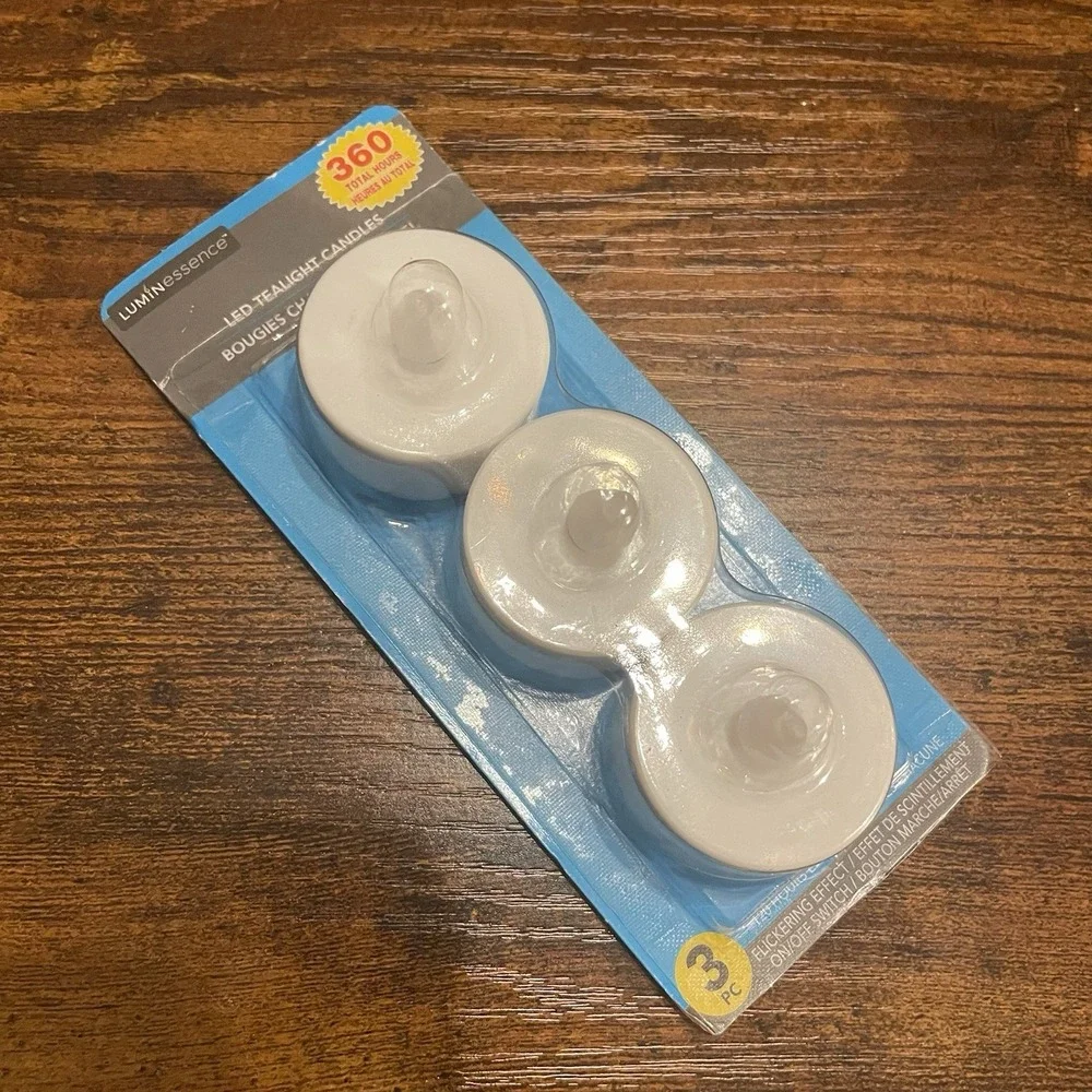 ✅Luminessence 3pk LED Flickering Tealight Candles 🕯️ Batteries Included #️⃣0126